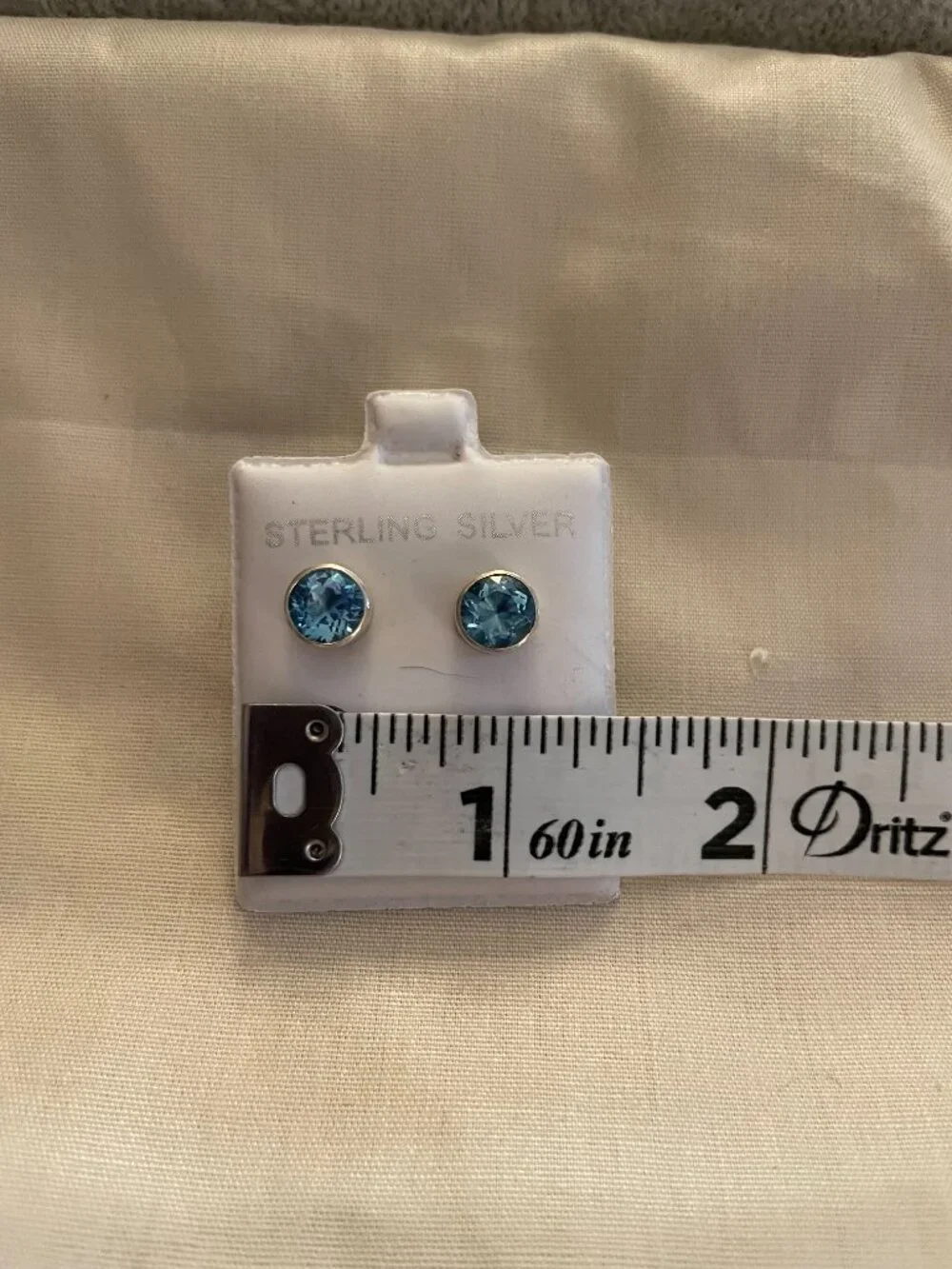 Vintage Sterling Silver Blue Topaz Earrings Retro Marked 925 4 grams Classic - Picture 8 of 8